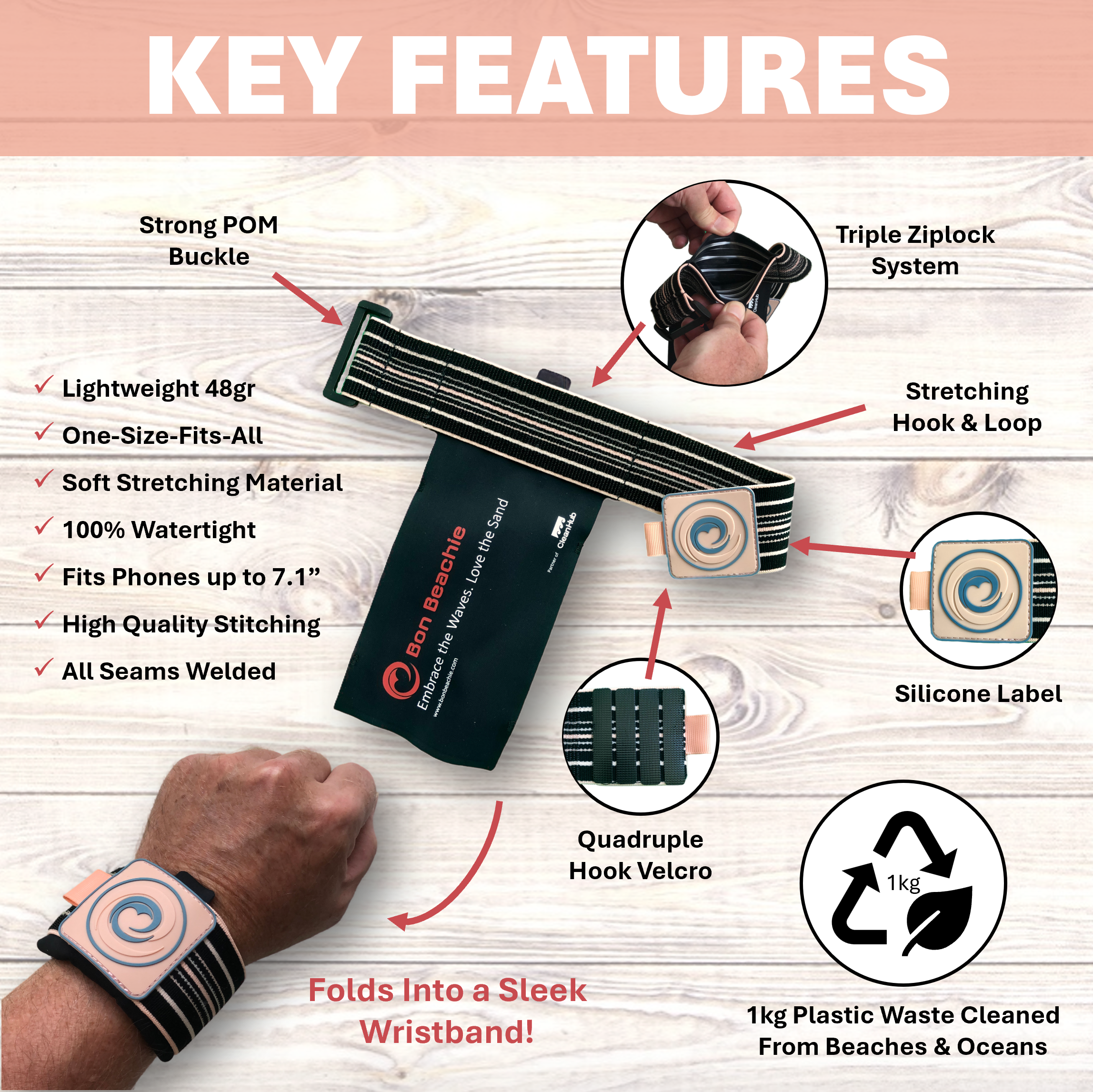 Waterproof Wristband Phone Pouch — Running, Swimming & Travel